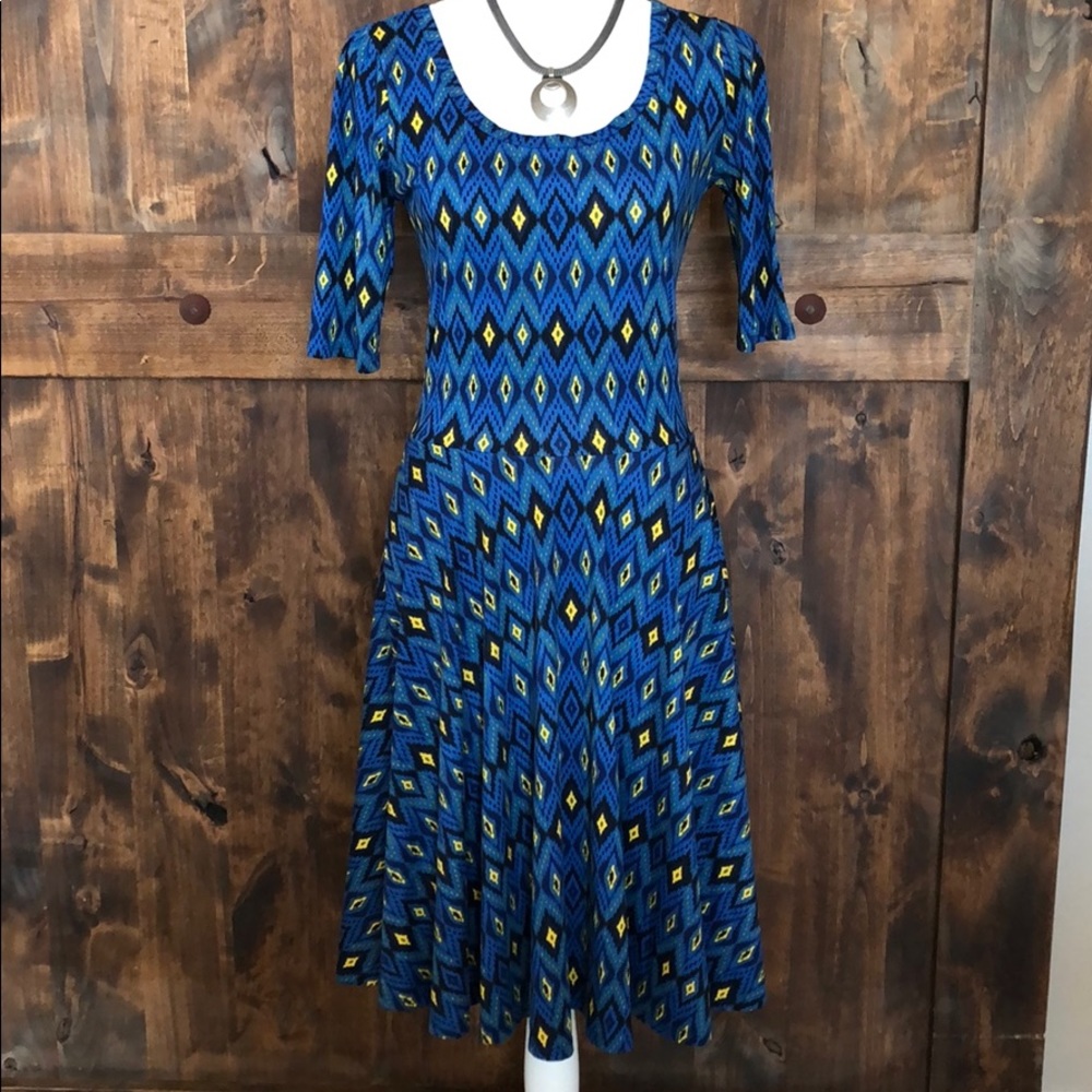 3 for $20 👗👗👗LuLaRoe Nicole Dress Royal Diamond Print S
